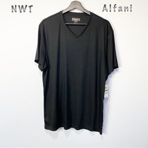 NWT-Alfani- Black V Neck Basic Dressy Stretch Tshirt Men’s L